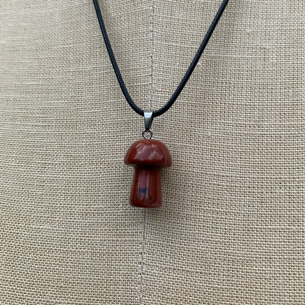 Handmade Stone/Glass Mushroom Amulet Necklace - Picture 4 of 11